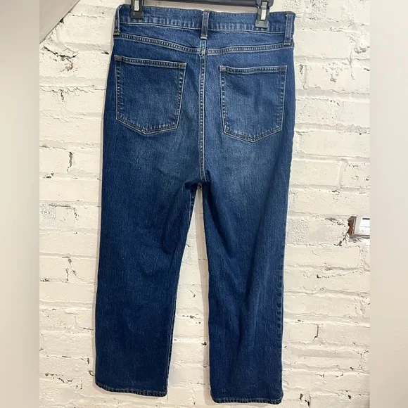 J.Crew High-Rise Slim Wide-Leg Cropped Jeans Dark Wash Front Pockets Size 28 - Picture 4 of 6